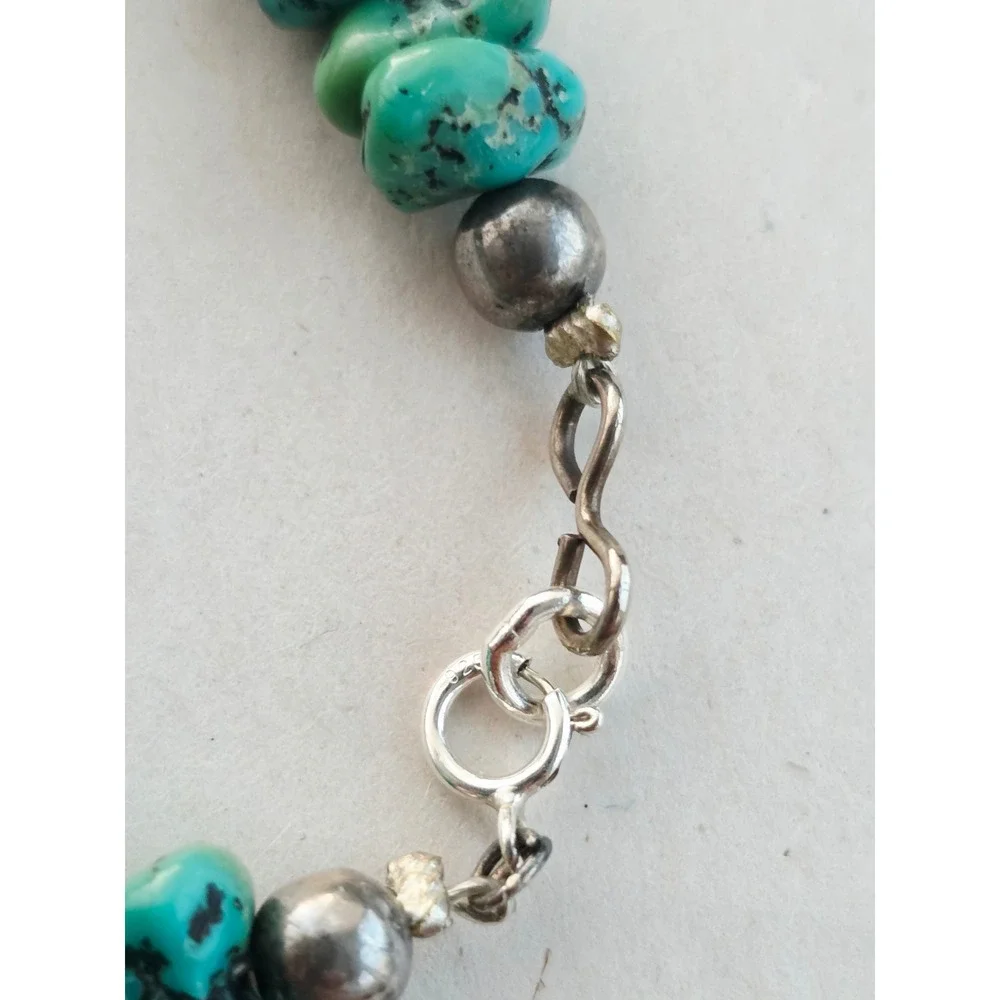 Natural Turquoise Nugget Bracelet Blue Stone Boho Southwestern sterling silver